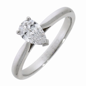 Platinum pear cut diamond claw set ring texture-diamond  