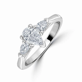 Platinum Pear Cut Diamond Trilogy Ring texture-diamond  