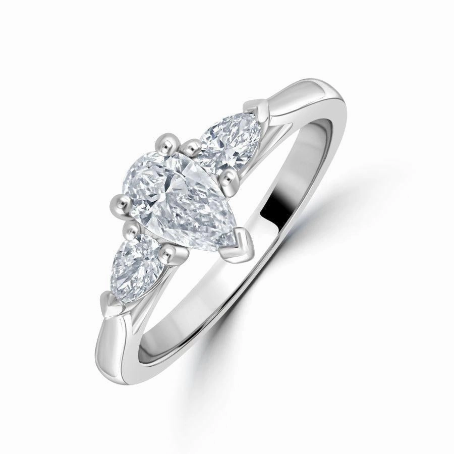 Platinum Pear Cut Diamond Trilogy Ring texture-diamond  