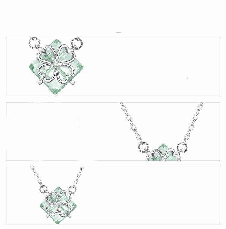 Platinum-plated Simple Green Elegant Pendant Necklace