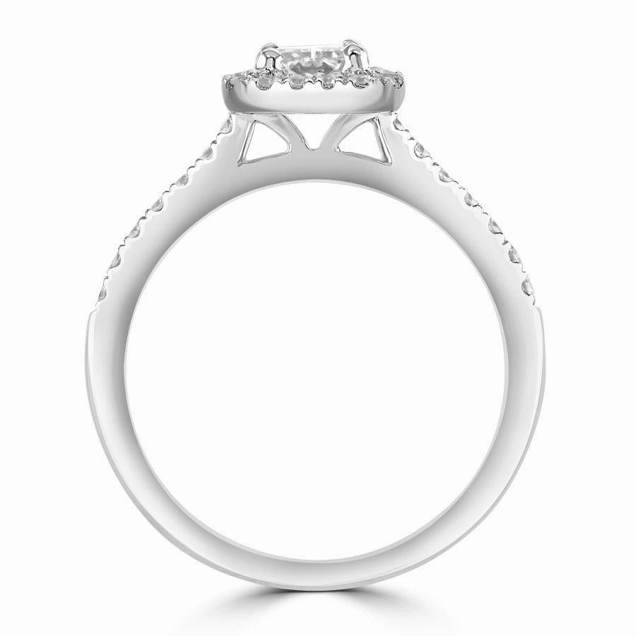 Platinum Radiant Cut Diamond Octagonal Halo Cluster Ring with Diamond Shoulders