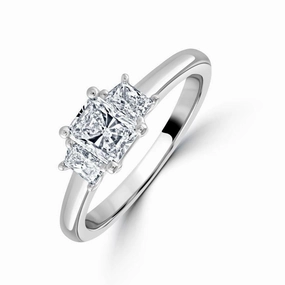 Platinum Rectangular & Trapiezoid Cut Diamond Trilogy Ring texture-diamond  