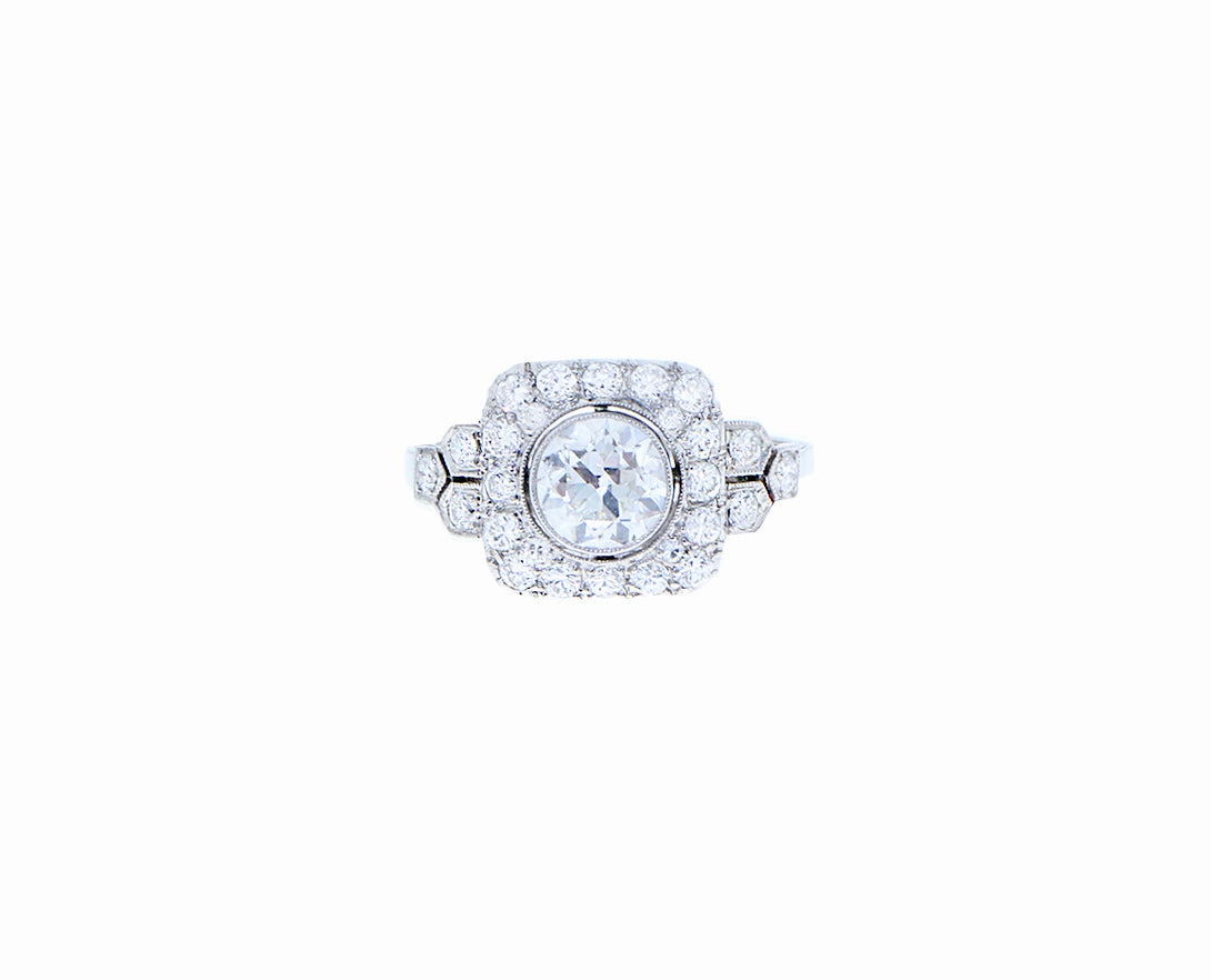 Platinum ring with brilliants hand-chain-bracelet  