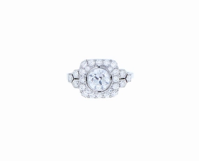 Platinum ring with brilliants hand-chain-bracelet  