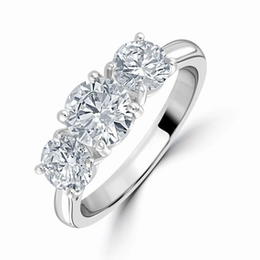 Platinum Round Brilliant Cut Diamond 3-Stone Ring texture-diamond  