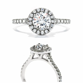 Platinum Round Brilliant Cut Diamond Halo Cluster Ring texture-diamond  