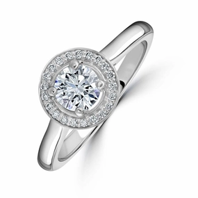 Platinum Round Brilliant Cut Diamond Halo Cluster Ring texture-diamond  