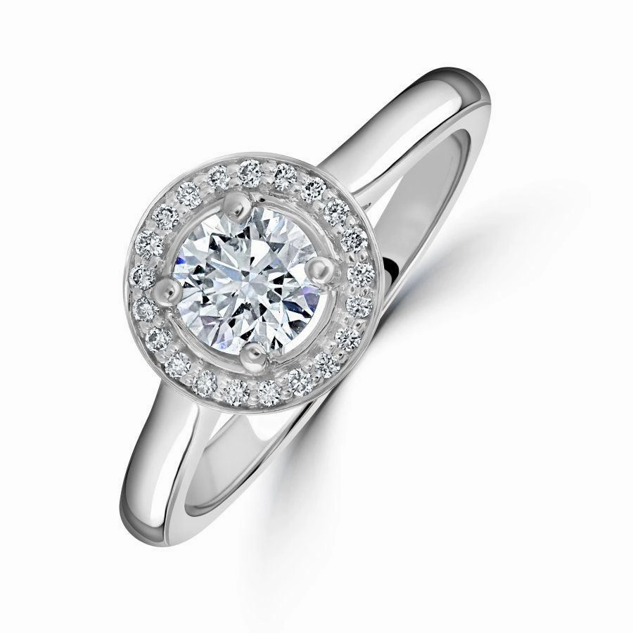 Platinum Round Brilliant Cut Diamond Halo Cluster Ring texture-diamond  