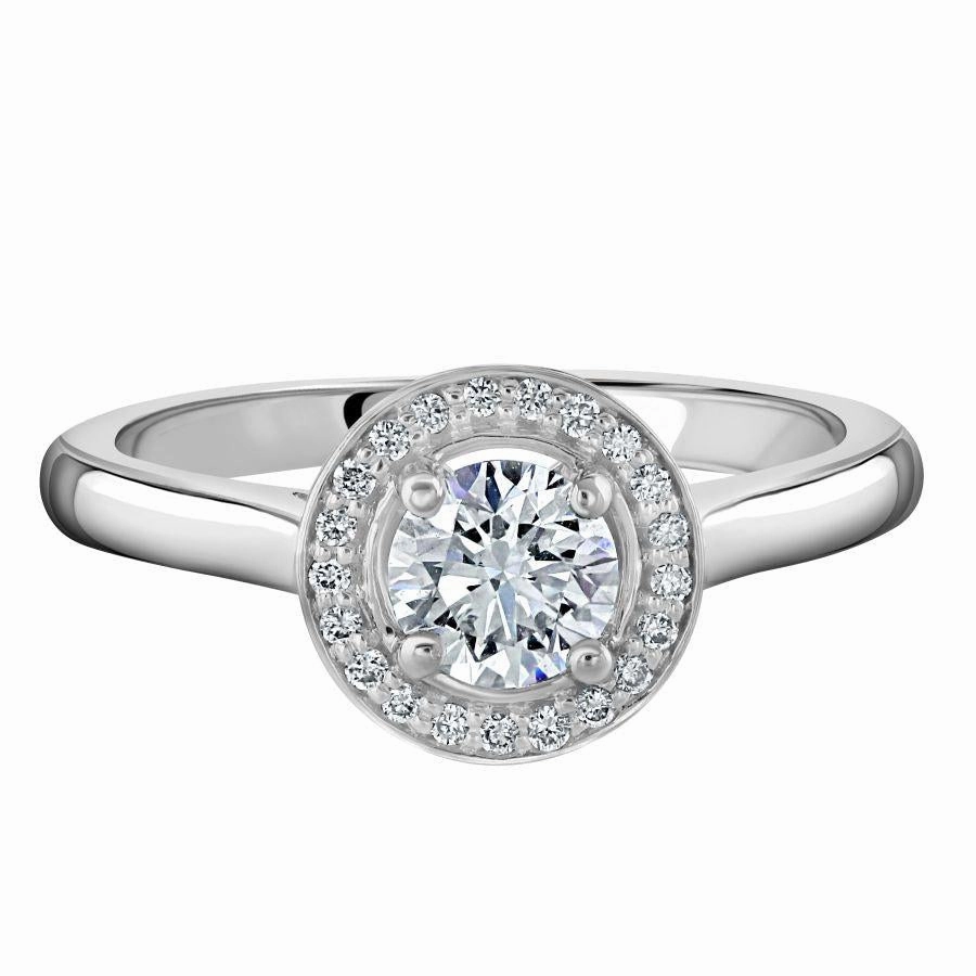 Platinum Round Brilliant Cut Diamond Halo Cluster Ring