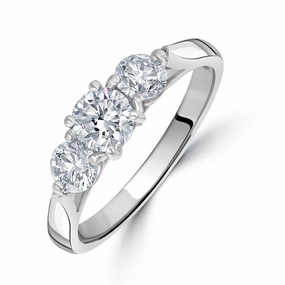 Platinum Round Brilliant Cut Diamond Trilogy Ring texture-diamond  