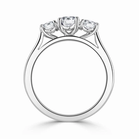 Platinum Round Brilliant Cut Diamond Trilogy Ring texture-diamond  