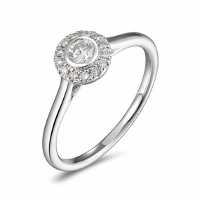 Platinum rubover set round brilliant cut Diamond halo cluster ring texture-diamond  
