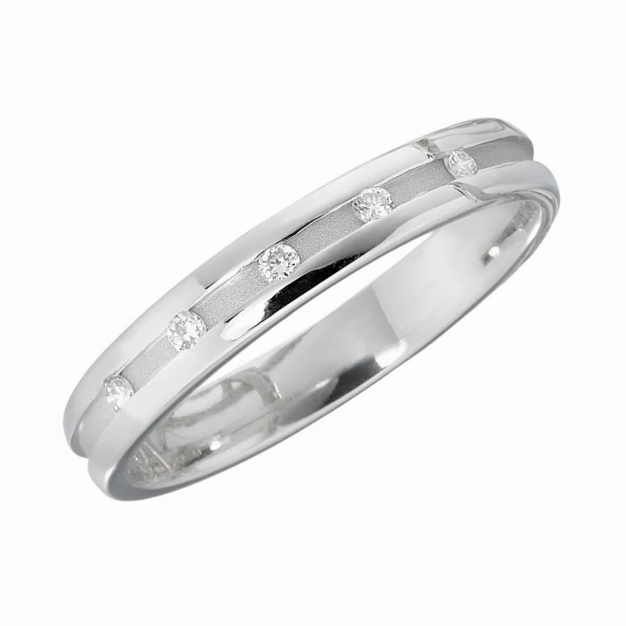 Platinum Satin & Polished Finish Round Brilliant Cut Diamond Set Band texture-diamond  