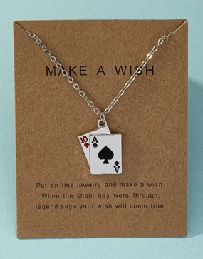 Playing Cards Drop Pendant Necklace texture-rose-gold  