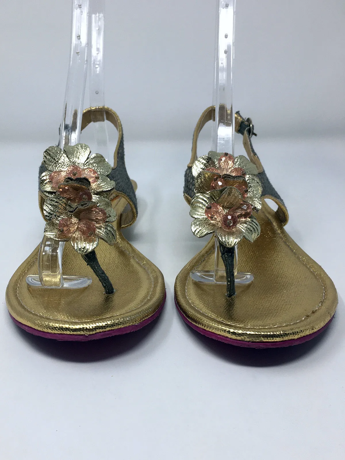 Poetic License Größe 9,5 Sandalen mit Gold & Rosa Schlangenmuster
