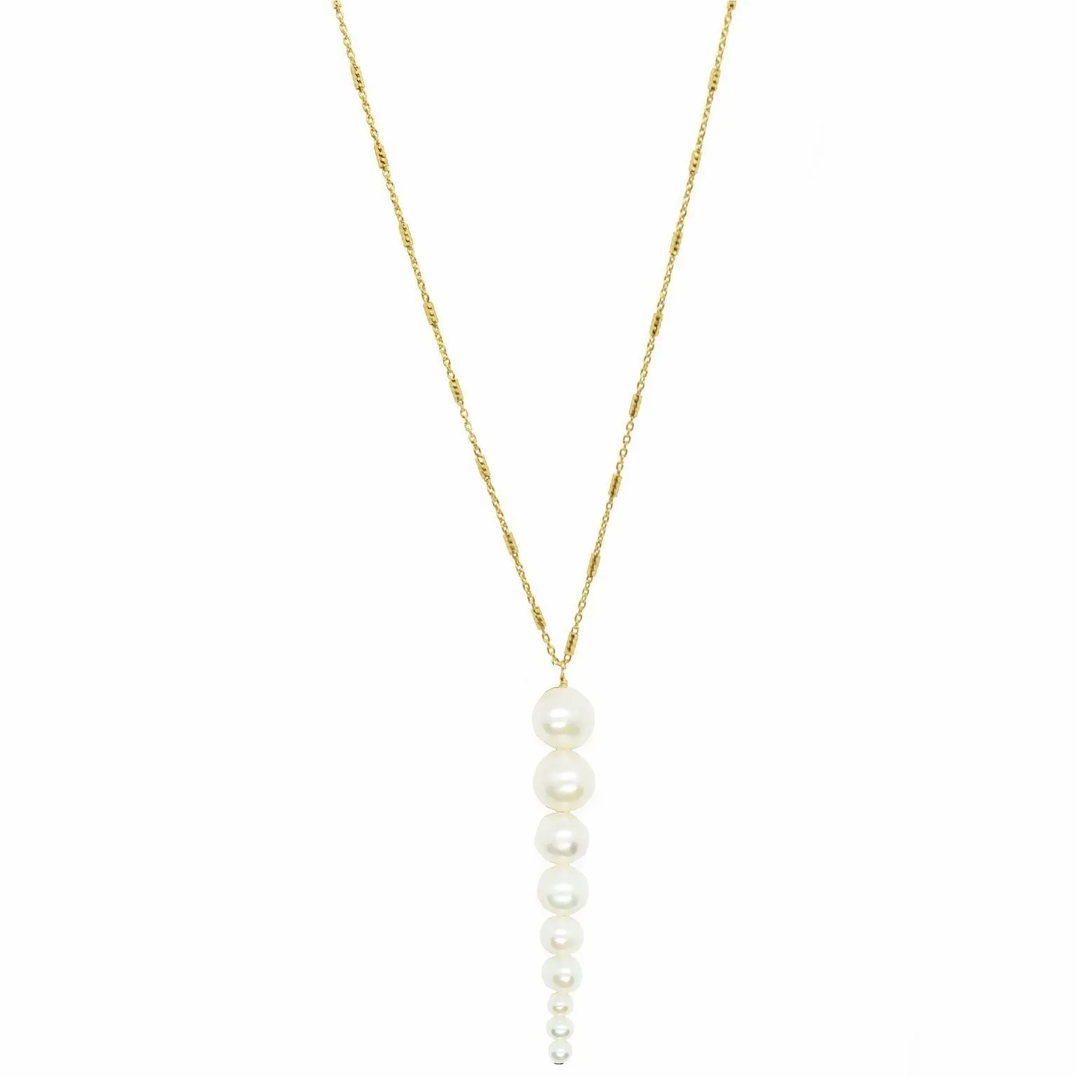 Pointy Pearl Gold Plated Necklace w. Pearl