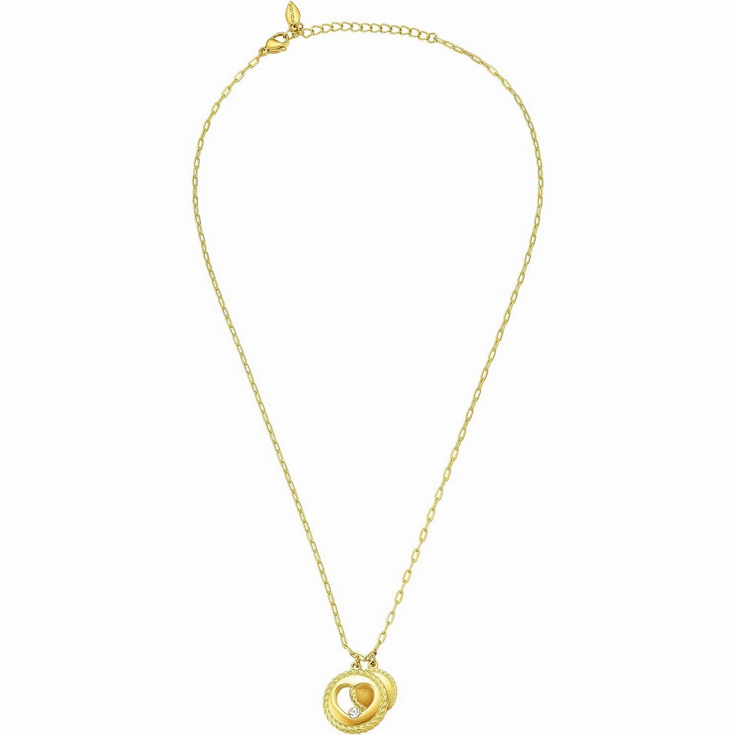 Police Amour Gold Plated Ladies Necklace With Heart Charms and Crystals