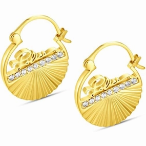 Police Seashell Ladies Gold Plated Earrings with Crystals 