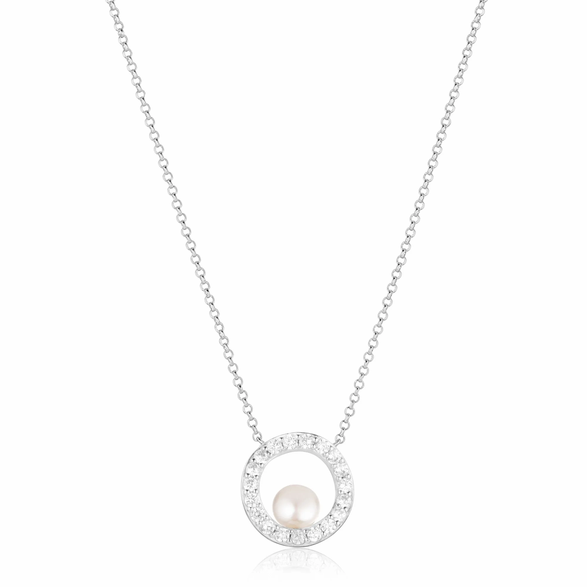 Ponza Circolo Silver Necklace w. Zirconias