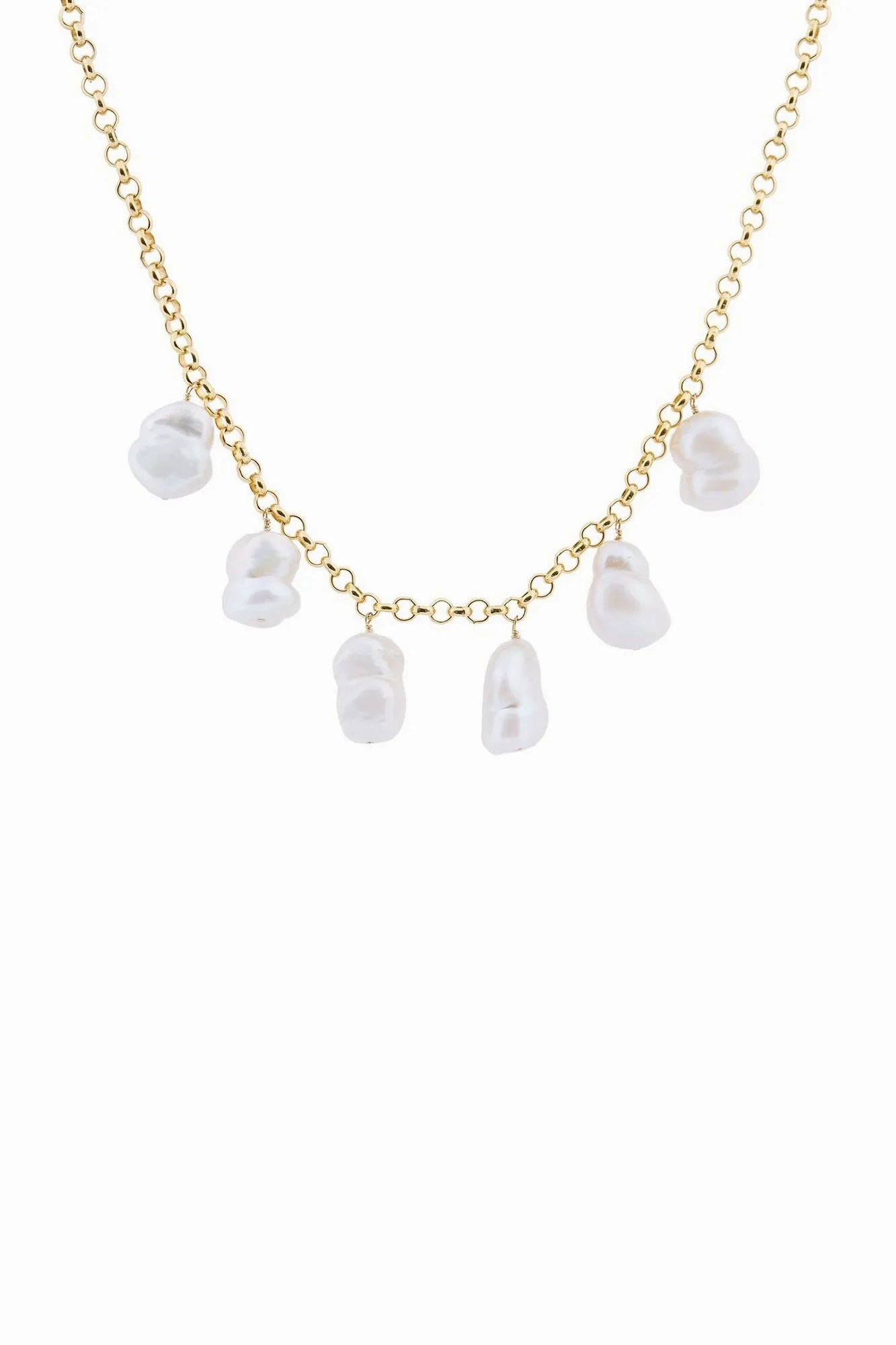 Popcorn Gold Plated Necklace w. Pearl