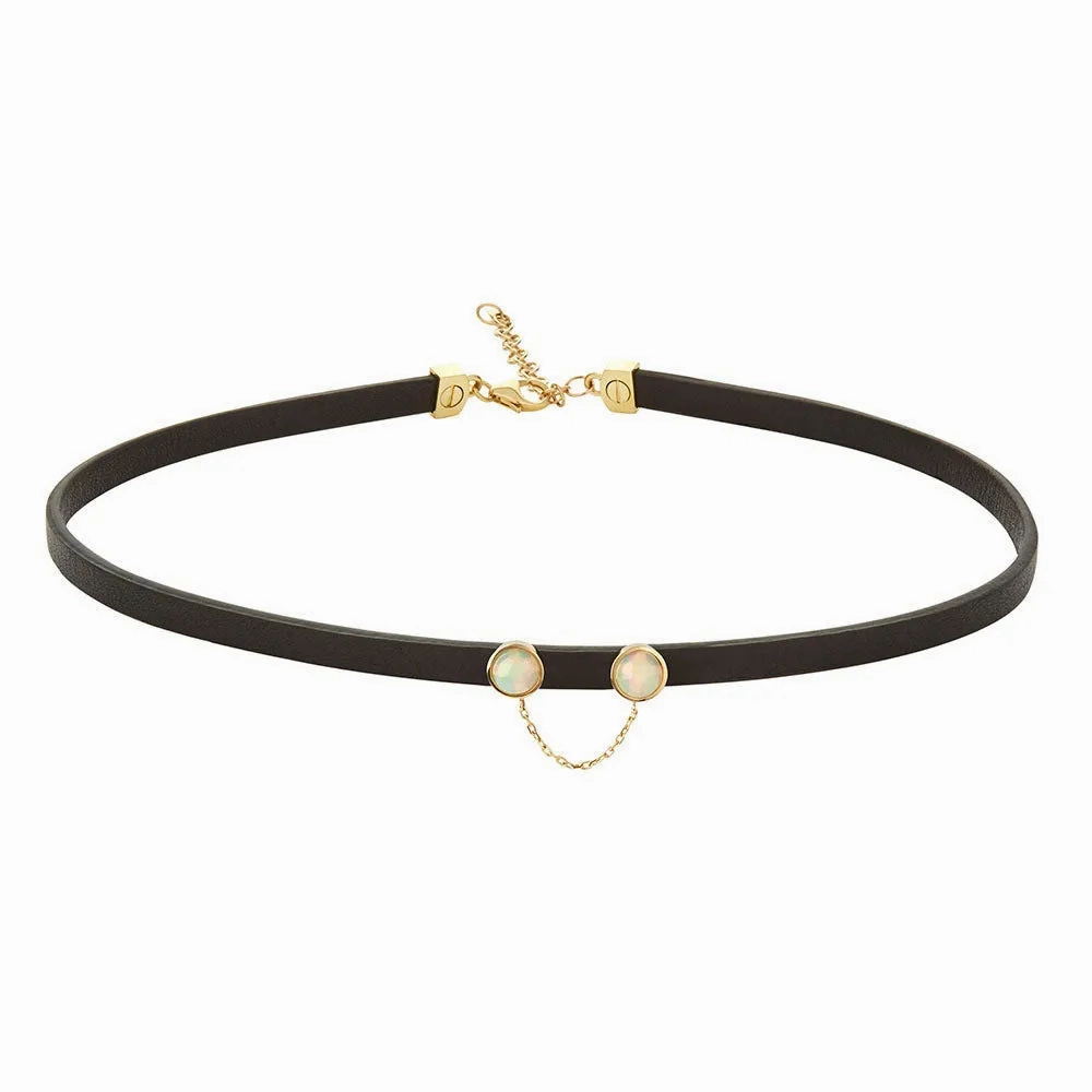 PREMIERE Eyes On You Choker 18K Gold Necklace w. Opal