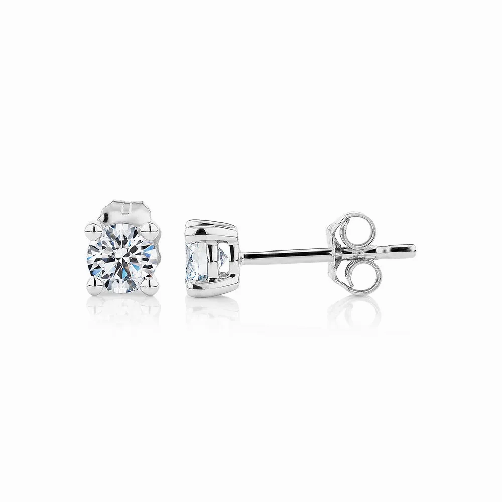 Premium Lab-Grown Diamond, 0.50 carat TW round brilliant stud earrings in 10 carat white gold