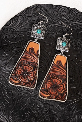 Primorose Meadow Turquoise and Tooled Earrings texture-rose-gold  