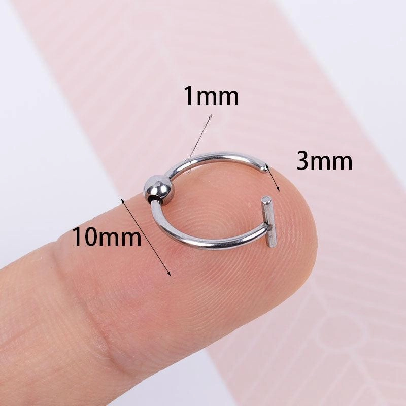 Punk 8 10mm Titanium Steel Lip Rings Cuff Clip On