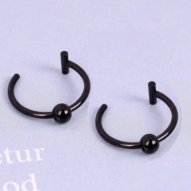 Punk 8 10mm Titanium Steel Lip Rings Cuff Clip On