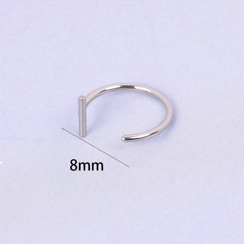 Punk 8 10mm Titanium Steel Lip Rings Cuff Clip On