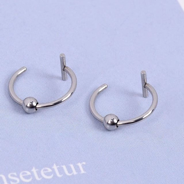 Punk 8 10mm Titanium Steel Lip Rings Cuff Clip On