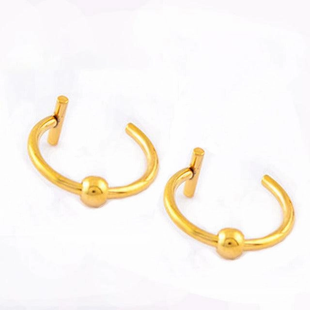 Punk 8 10mm Titanium Steel Lip Rings Cuff Clip On