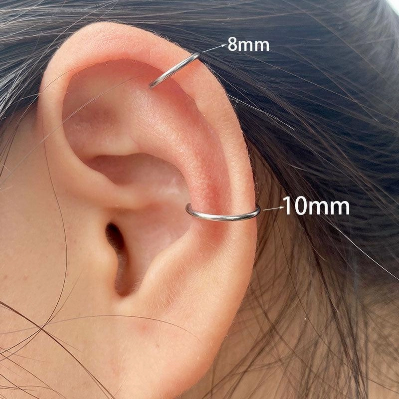Punk 8 10mm Titanium Steel Lip Rings Cuff Clip On
