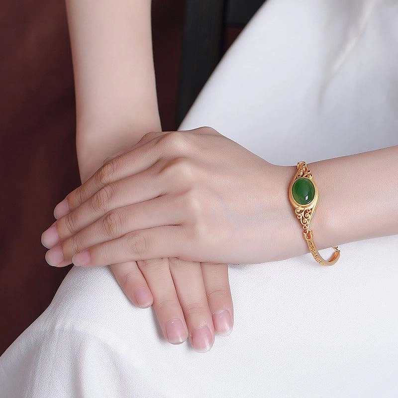 Pure Silver Gilded Jasper New Chinese Style Retro Auspicious Cloud 