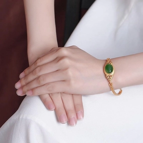 Pure Silver Gilded Jasper New Chinese Style Retro Auspicious Cloud 