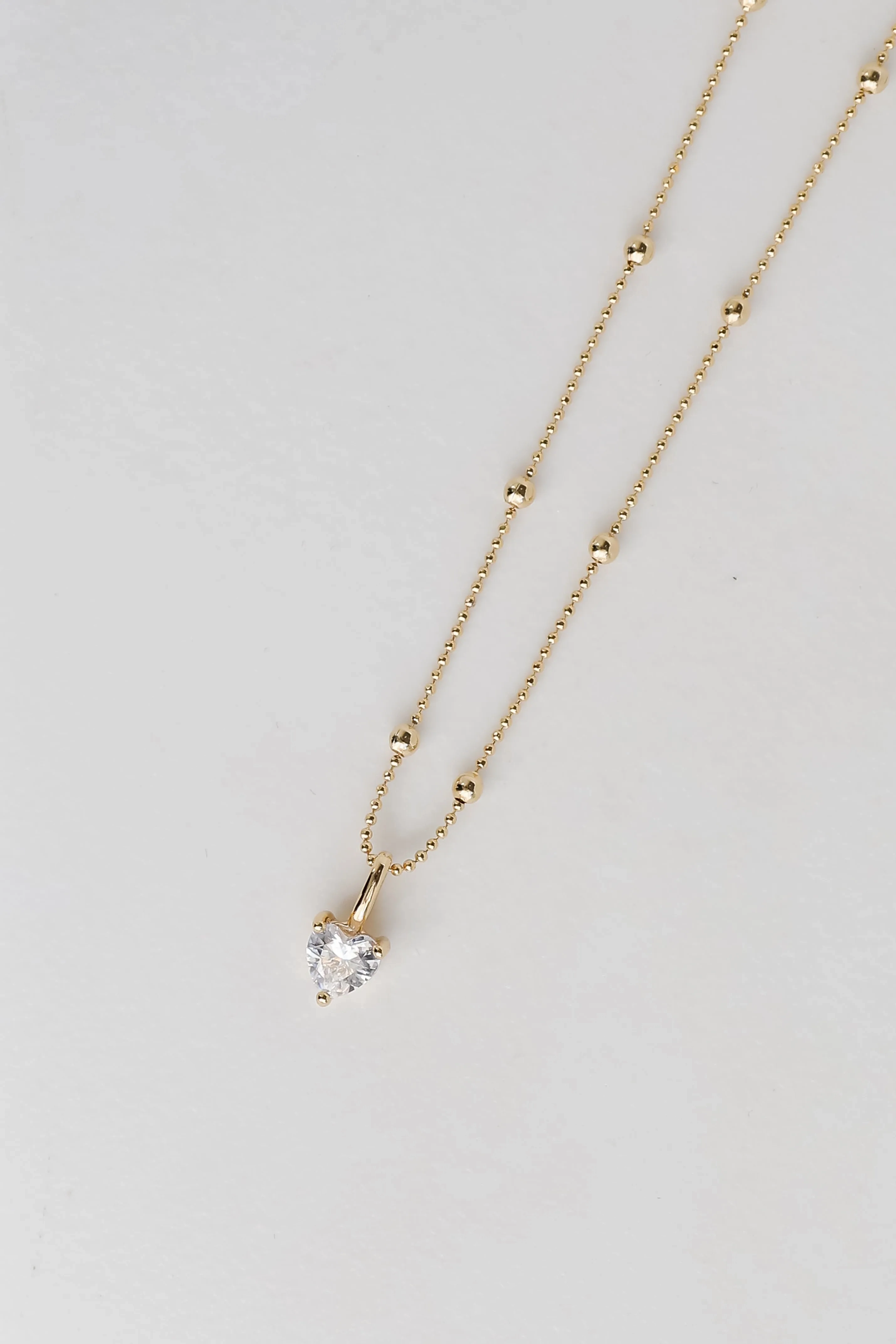 Quinn Gold Gemstone Heart Charm Necklace