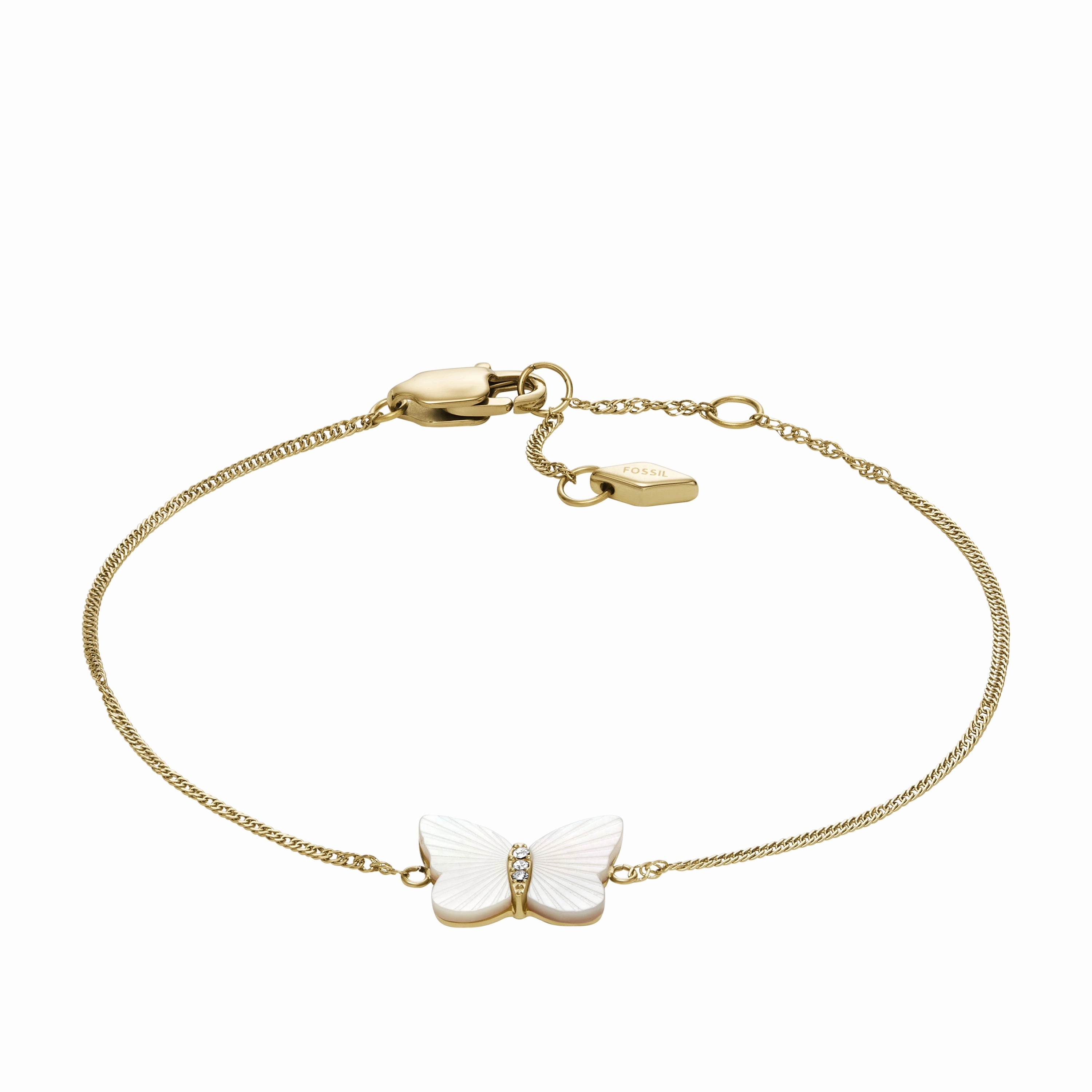 Radiant Wings White Mother of Pearl Butterfly Chain Bracelet fashion-jewelry  
