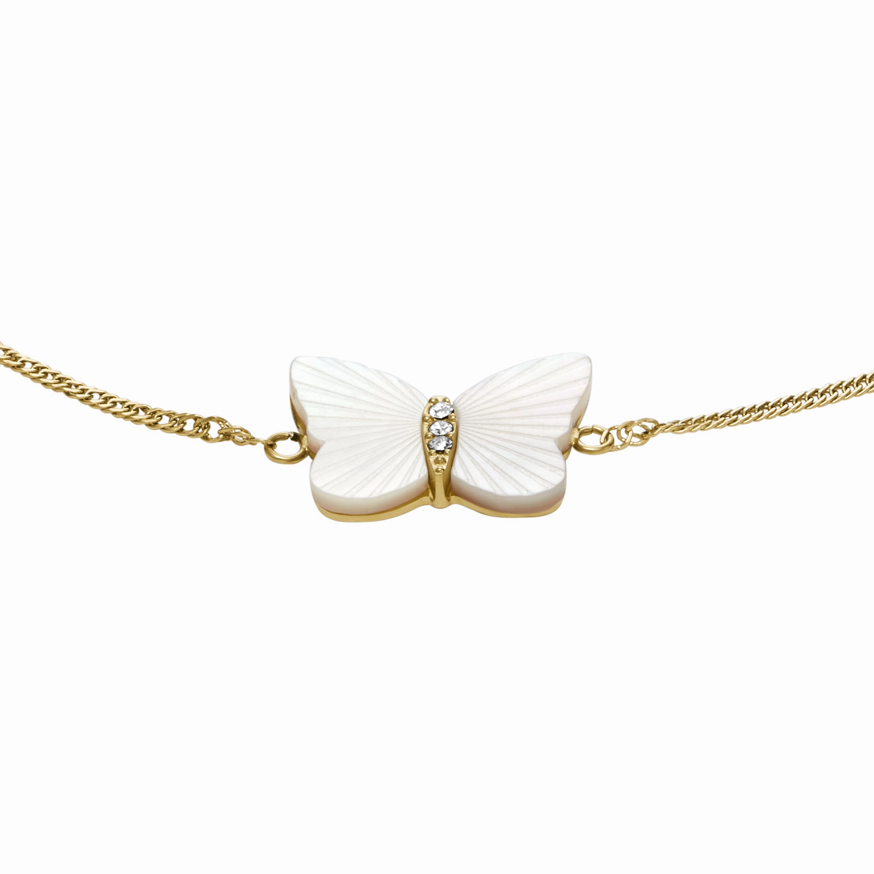 Radiant Wings White Mother of Pearl Butterfly Chain Bracelet