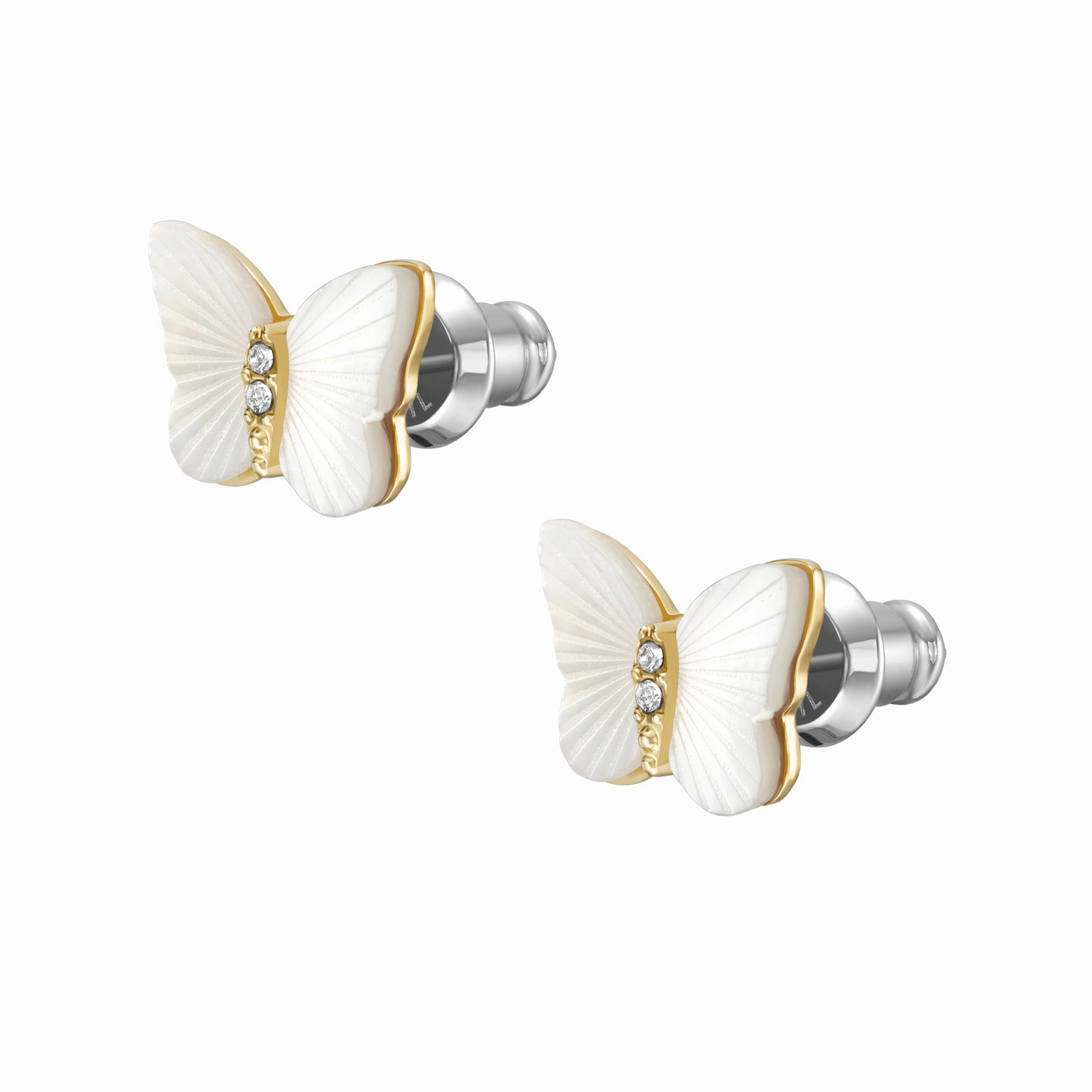 Radiant Wings White Mother of Pearl Stud Butterfly Earrings