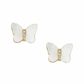 Radiant Wings White Mother of Pearl Stud Butterfly Earrings fashion-jewelry  