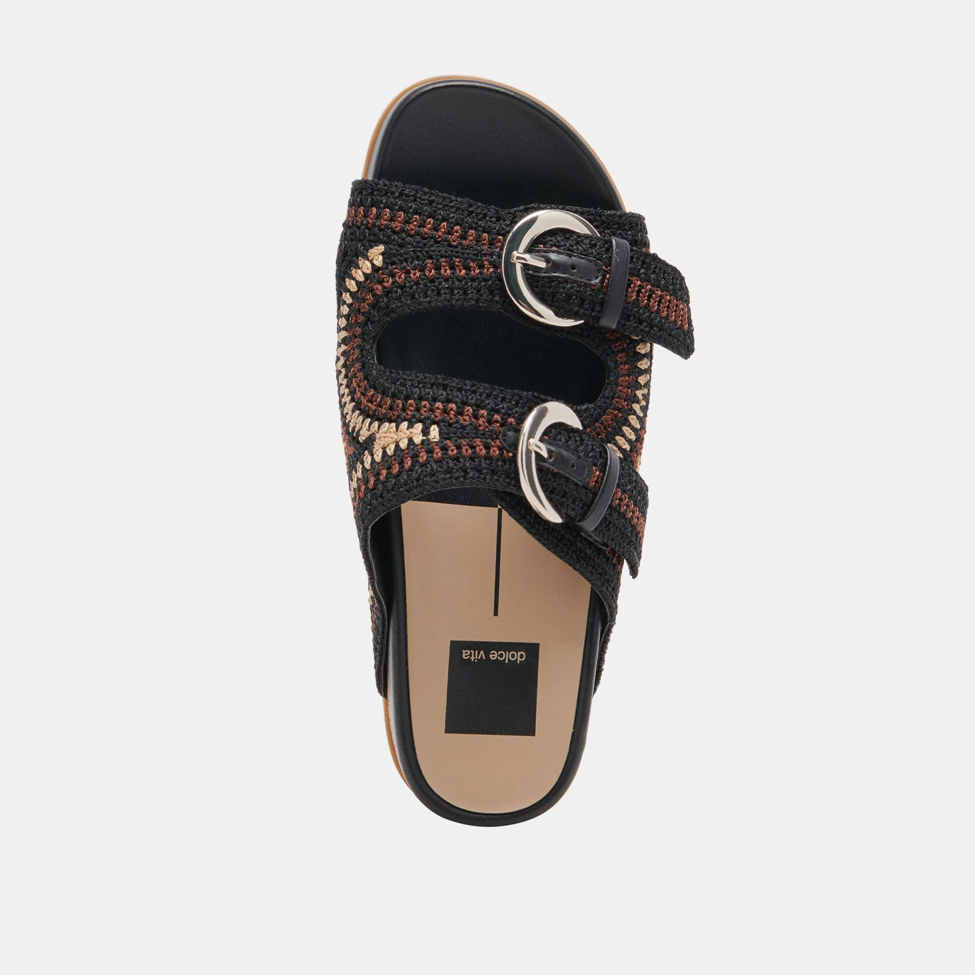 RALLI SANDALETTEN SCHWARZ MULTI STRICK