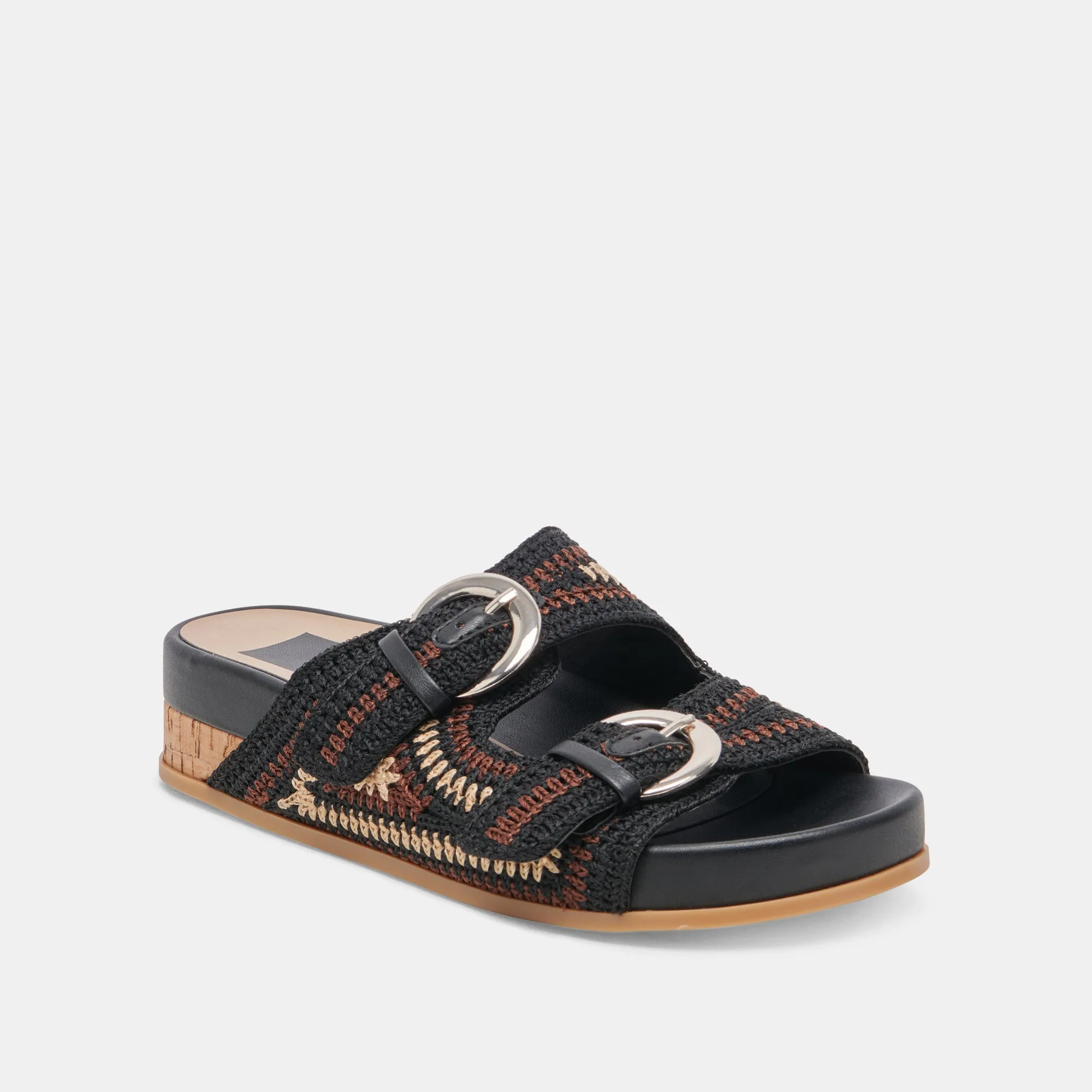 RALLI SANDALETTEN SCHWARZ MULTI STRICK