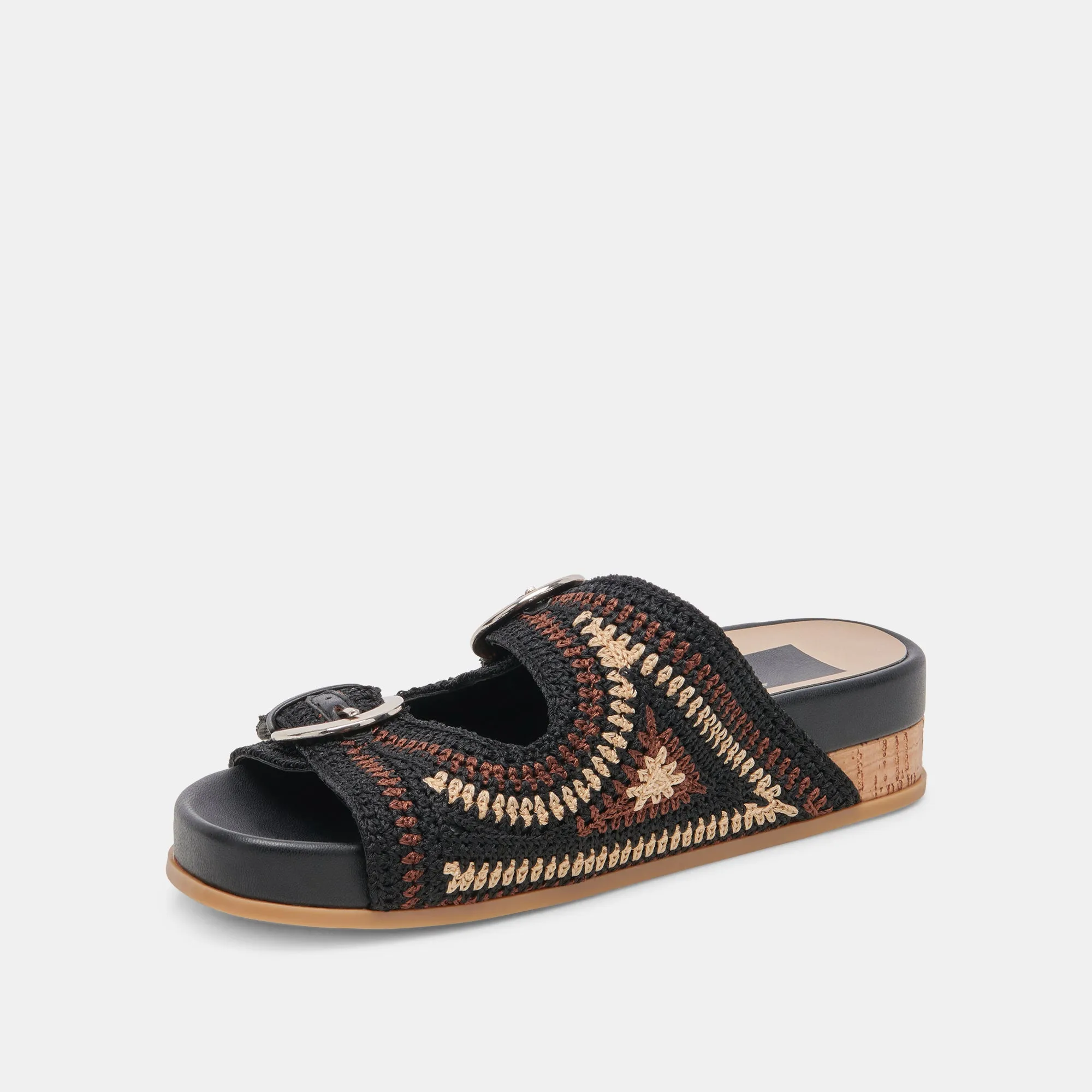 RALLI SANDALETTEN SCHWARZ MULTI STRICK
