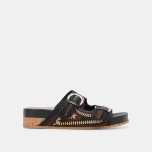 RALLI SANDALETTEN SCHWARZ MULTI STRICK