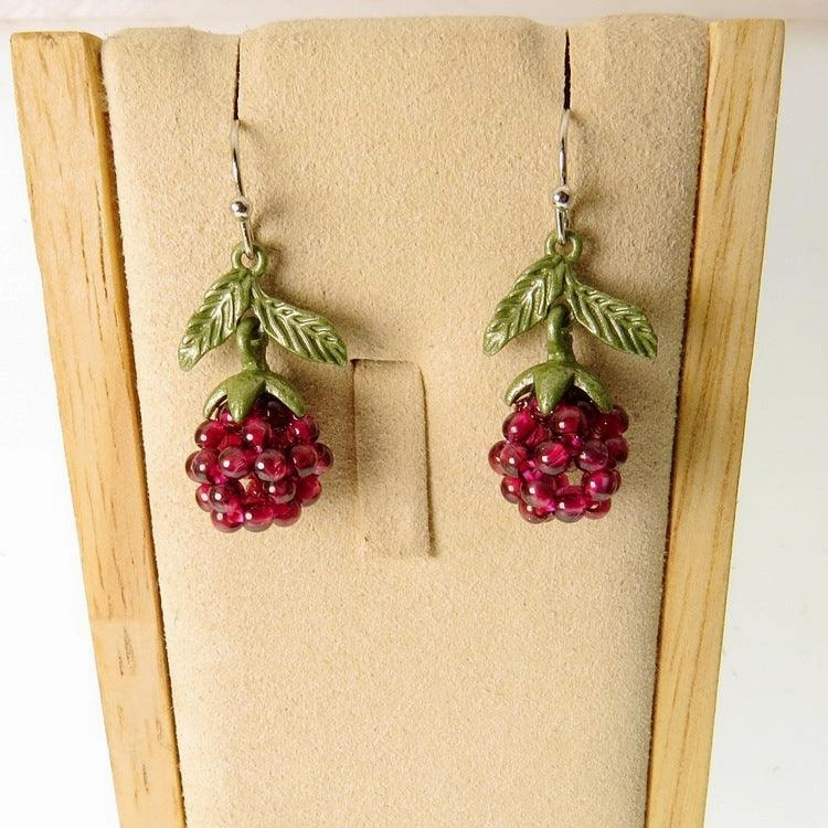Raspberry Vintage Lacquer Earrings Garnet