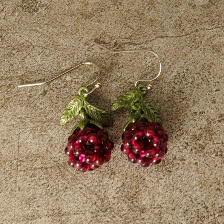 Raspberry Vintage Lacquer Earrings Garnet