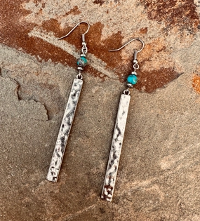 Real Turquoise Rectangle Dangle Earrings texture-rose-gold  
