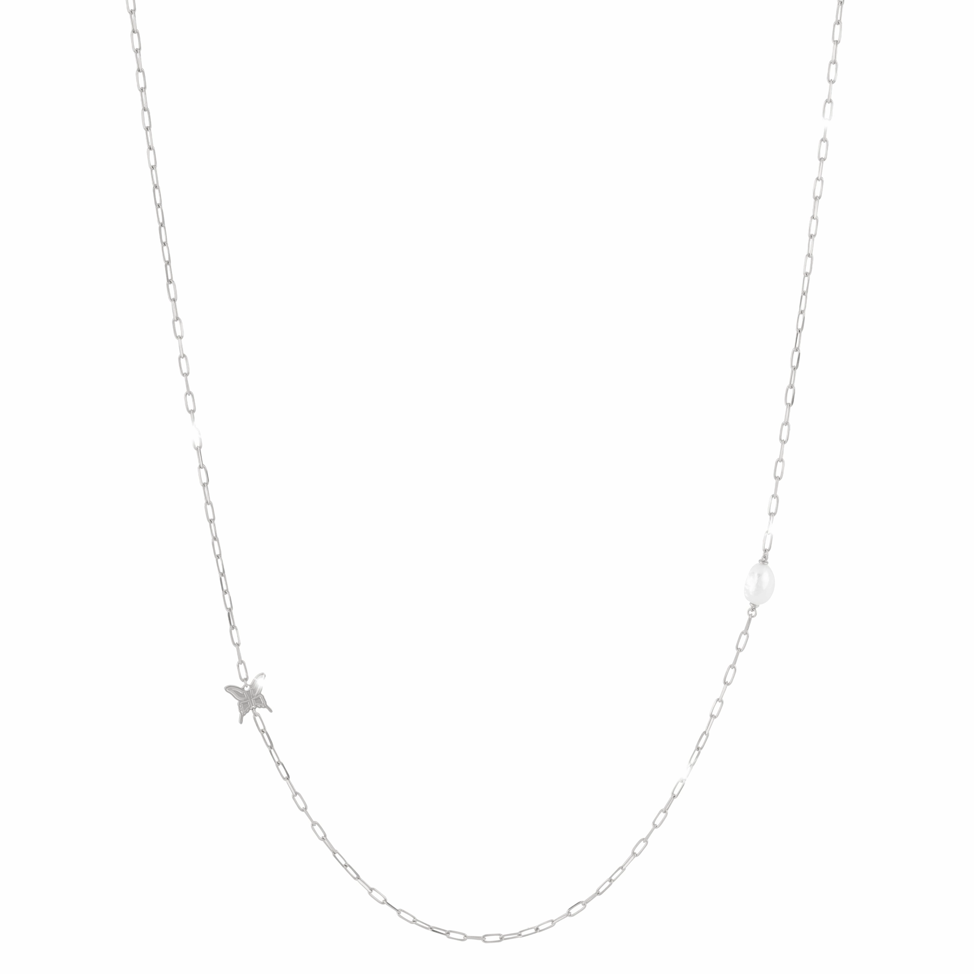 Rebecca Butterfly 925 Silver Necklace With Pearl fashion-jewelry  