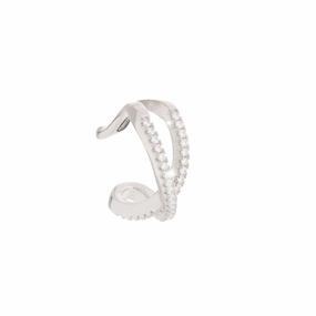 Rebecca, Earring Cuff Rhodium , One Size 