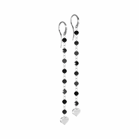 Rebecca Pepite 925 Silver Drop Earrings Hydrothermal With Black Stone 
